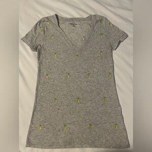 Merona Gray Tee with Yellow Pineapple Accents
